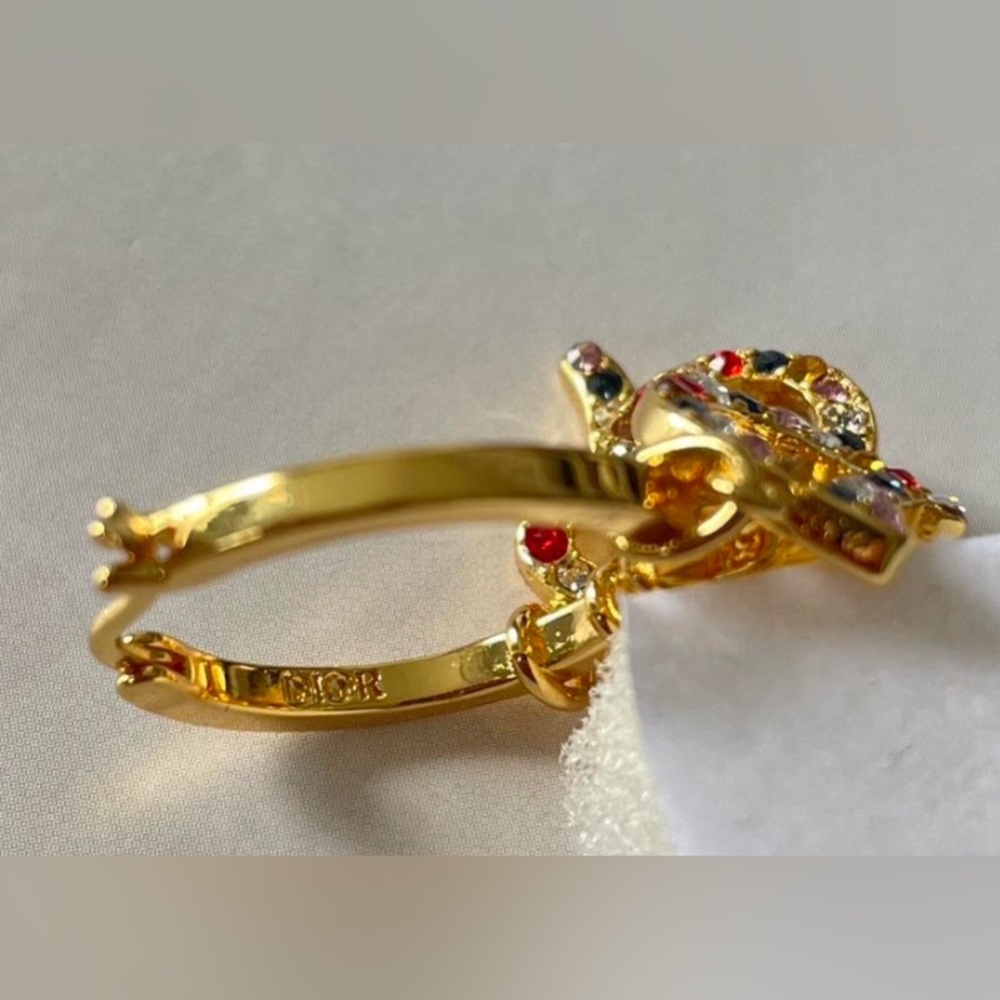 Dior Gold Multicolor Stones Earrings - Picture 3 of 3